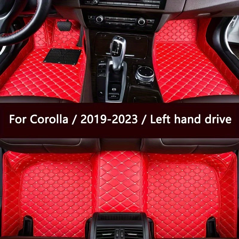 

Customiz For Corolla 2019-2022 Five Seats Car Floor Mats PU Leather Car Interior Accessories Foot Pads Red Color Car Accessories
