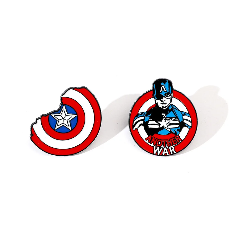 

Cartoon Brooch Creative Captain America Shield Enamel Pin Metal Badge Jewelry Backpack Clothing Accessories