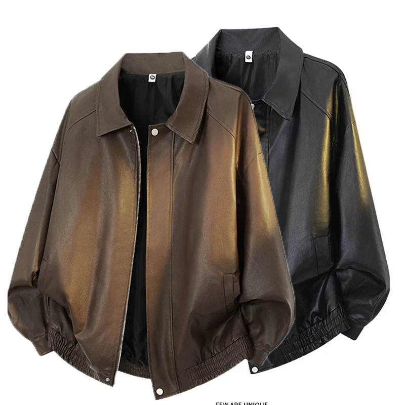 

Autumn Winter New Fashion PU Leather Men's Casual Jacket European Style Motorcycle Leather Coat