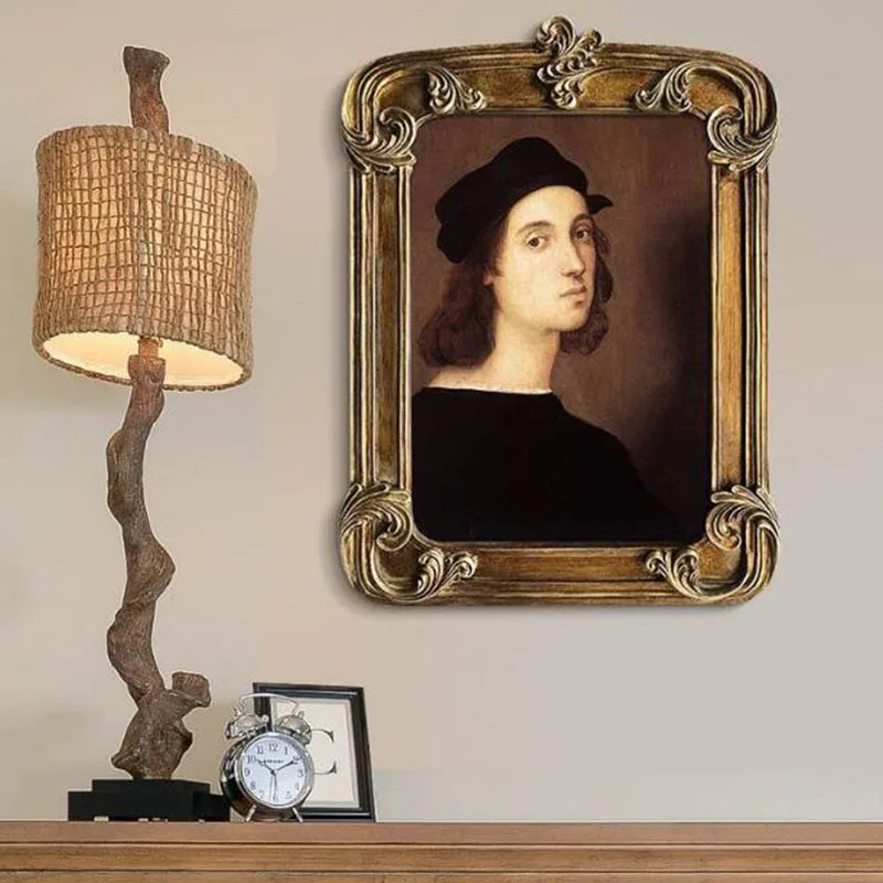 Retro Decorated Oil Picture Frame Living Room Sofa Background Resin Photo Frame Photo Holder Home Decor
