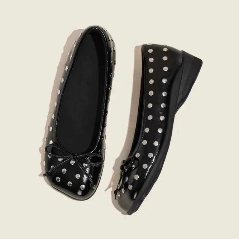Spring Sutumn New Soft Soled Non Tiring Women's Flats and Loafers 2026 New Polka Dot Bow Round Toe Women Shoes Балетки Женские