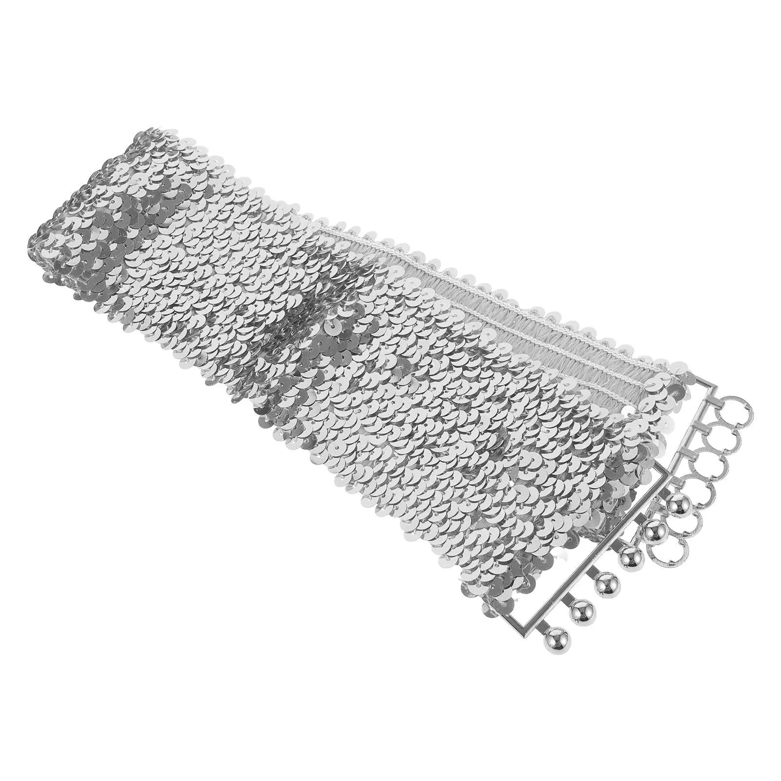 

Sequin Belt Women Bright Silver Elastic Waist Belts Fashion Stretchy Cinch Dress Belts For Women Wide Buckle Mirror Sequins