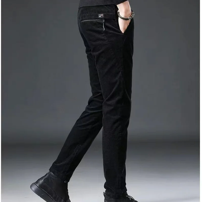 

Spring Autumn Fashion Men Corduroy Casual Pants Streetwear Male Koreon New Winter Warm Elastic Waist Straight Vintage Trousers