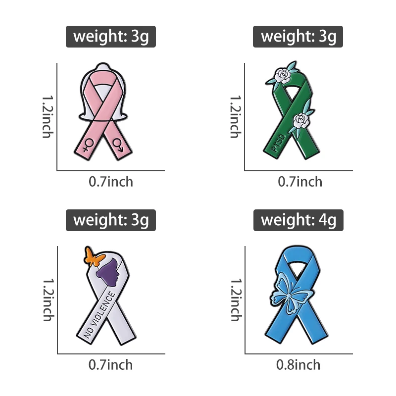 السرطان الشريط المينا دبابيس مخصصة Ptsd لا العنف الصحة العقلية الوعي شارات الملابس التلبيب دبابيس مجوهرات هدية لصديق #6