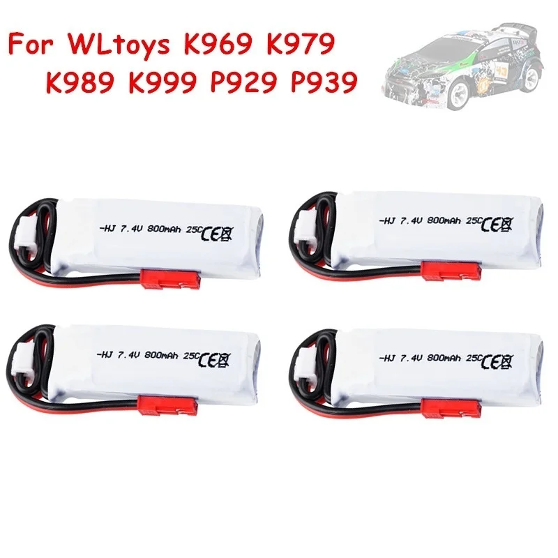 1-5 sztuk 2S 7.4V 800mAh bateria Lipo dla WLtoys K979 K969 K989 K999 P929 części zdalnie sterowanym samochodowym do Mini-q 1/28 RC do samochodów