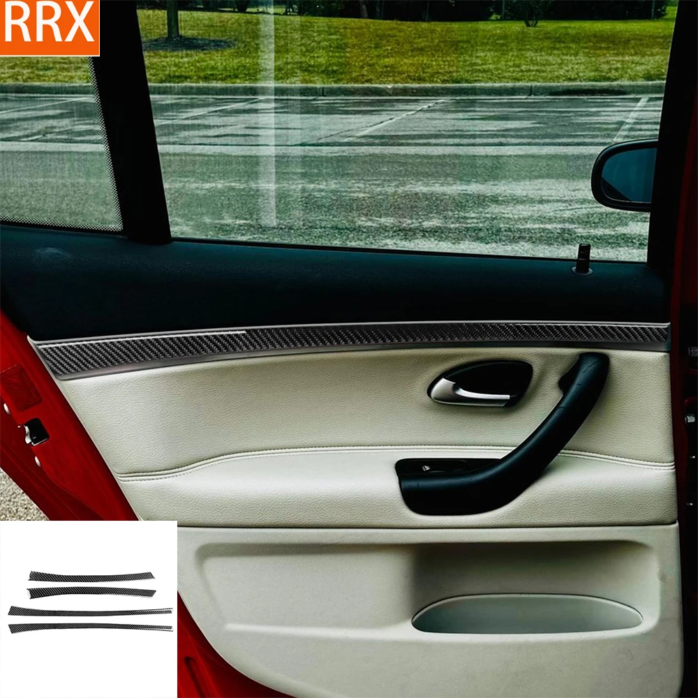 For Saab 9-3 2003-2011 Real Carbon Fiber Sticker Door Panel Trim Cover strip Car Accessories Interior decorative