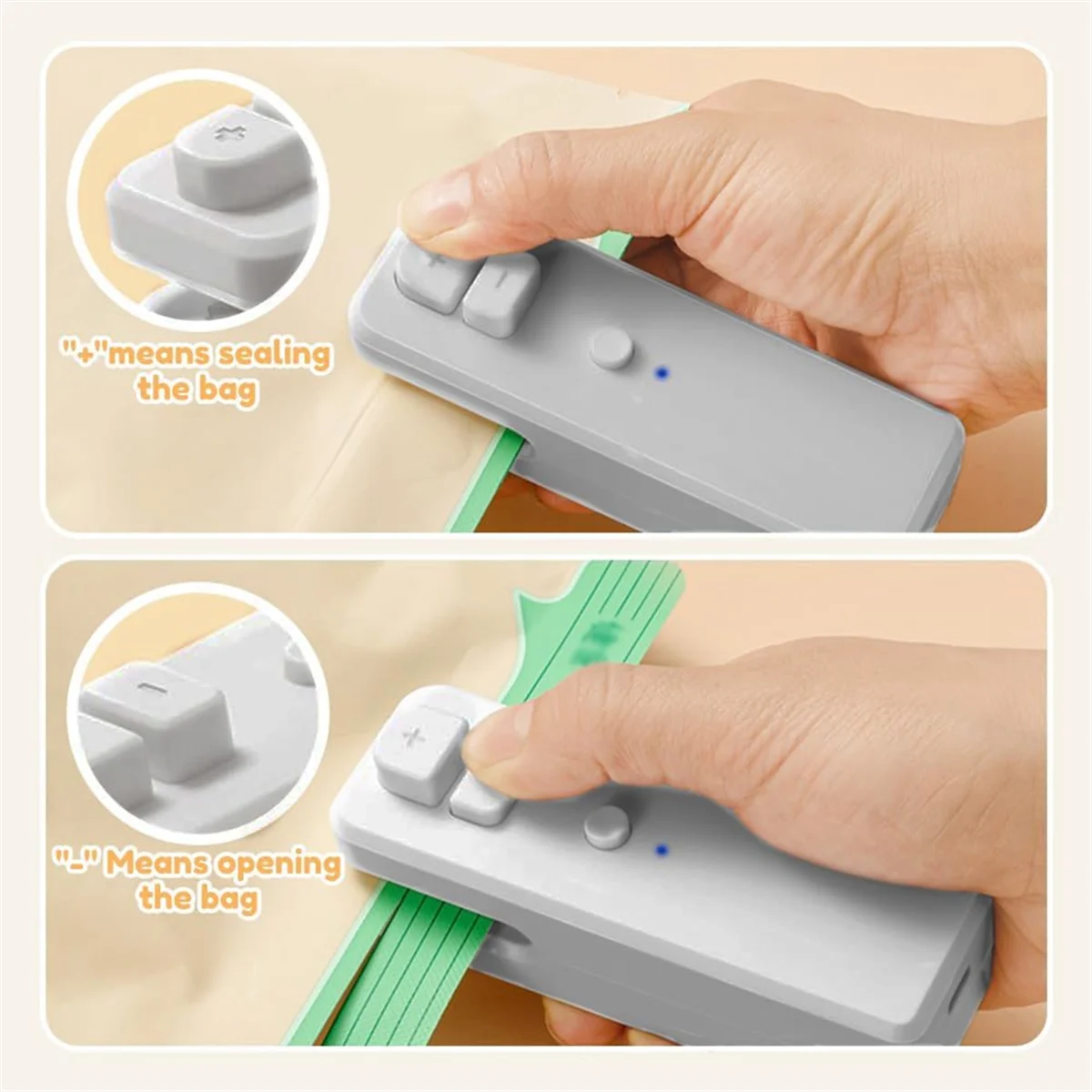 Mini Bag Sealer Heat Seal Tool 2 In1 Rechargeable Portable Handheld Vacuum Food Sealer Mini Sealing for Snacks Vegetable image 3