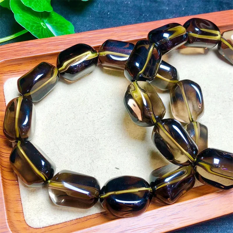 

Natural Freeform Smoky Bracelet Reiki Gemstone Fashion Jewelry Fengshui Women Healing Lucky Energy Gift 1pcs 14x21mm