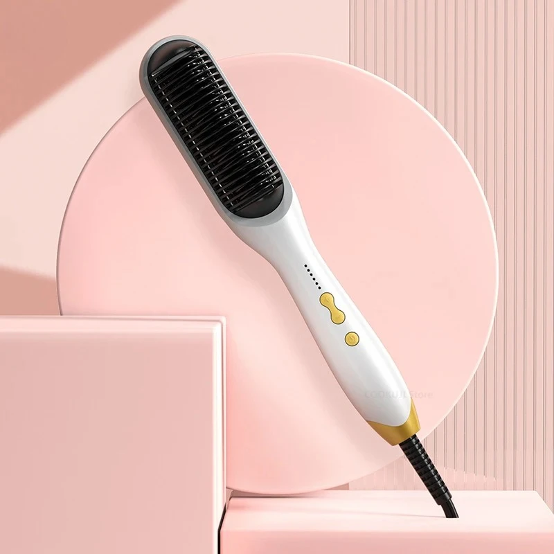 New Hair Straightener Curler Brush Ceramic Electric Straighten Beard Brush Fast Heating Curler Straightener Comb Styler