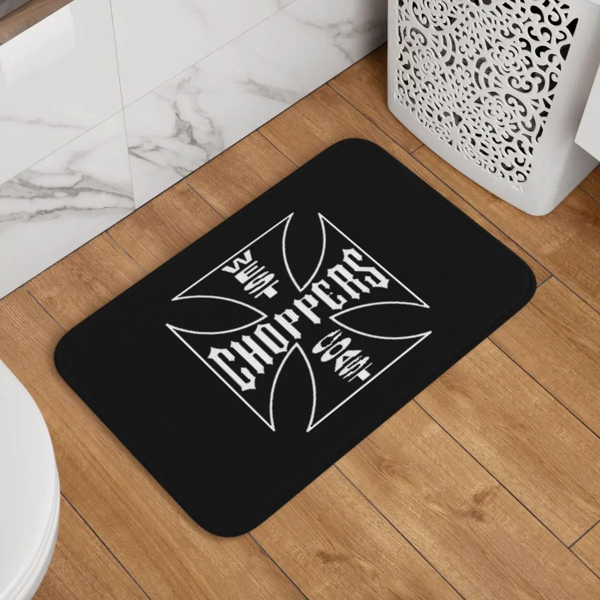 Personalized West Coast Iron Cross Choppers Doormat Kitchen Entrance Home Floor Mat Non-slip Carpet Rug for Balcony Footpad Mats