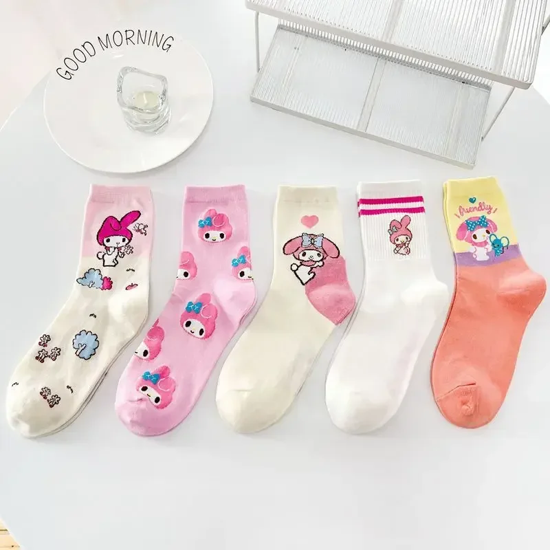 Cotton Socks Anime Stitch Sanrio Pure Cotton Socks Medium Length Socks Combed Cotton Birthday Gift for Girls Friends Boys