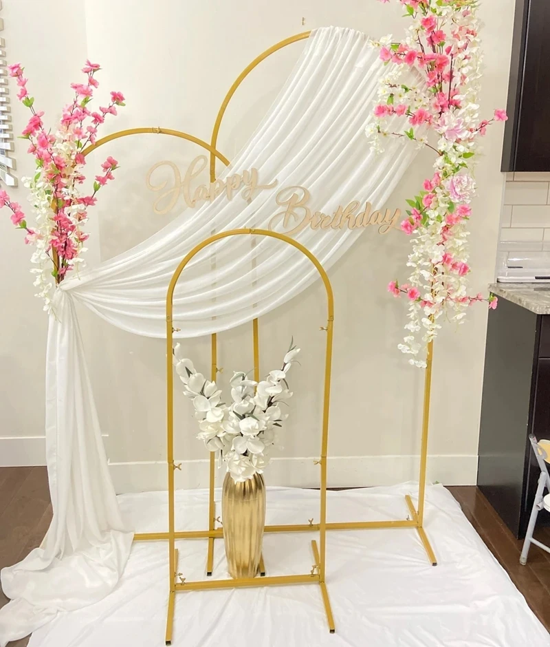 

3Pieces Wedding Arches Iron Pipe Flower Stands Wedding Metal Props Backdrop Artificial Flower stand Decorations