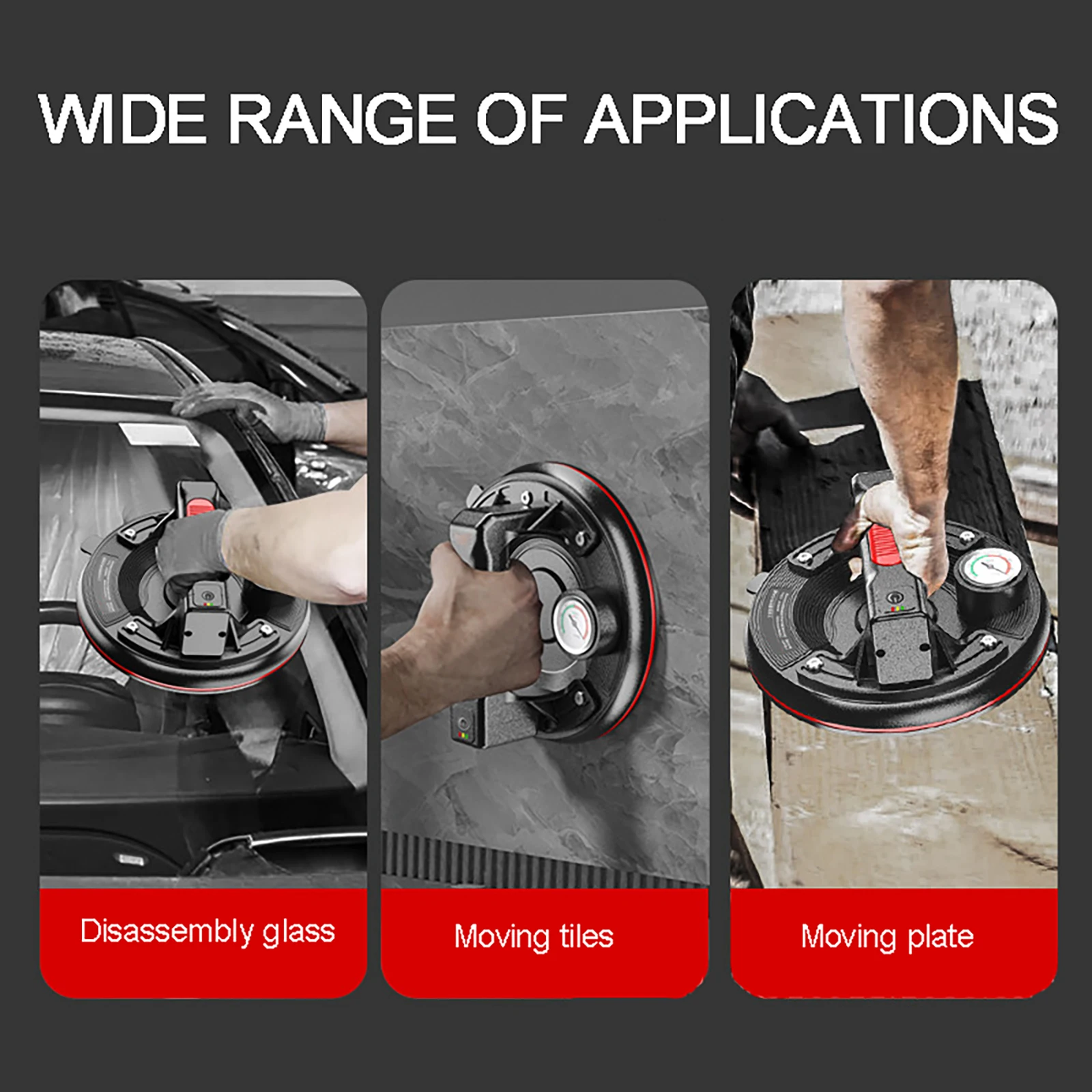 220KG Load Electric Vacuum Suction Cup with Intelligent Pressure Gauge Automatic Powerful Ceramic Tile Floor Tile Glass Tool