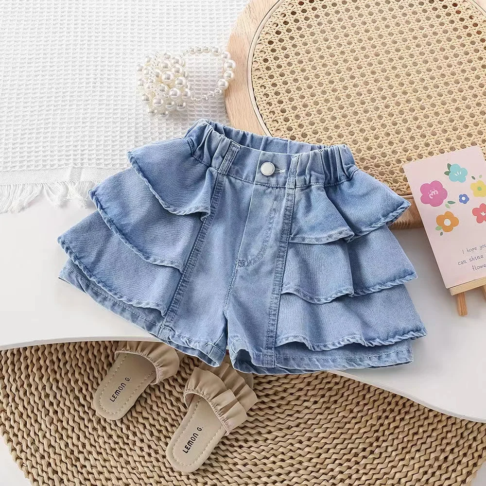 Girls Casual Dresses for Summer Denim Skirt pleated Shorts Girls Clothing Outer Wear Loung wear Children Dresses Kids Clothing