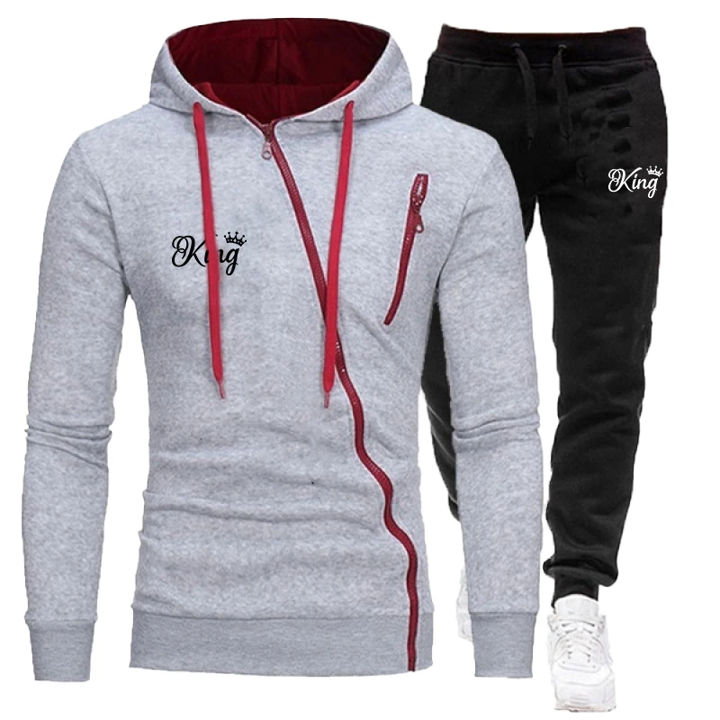 2024 New Fashion Printed Men\'s Sportswear Set Zipper Hoodie Set Two Piece Jogging Set Sportswear