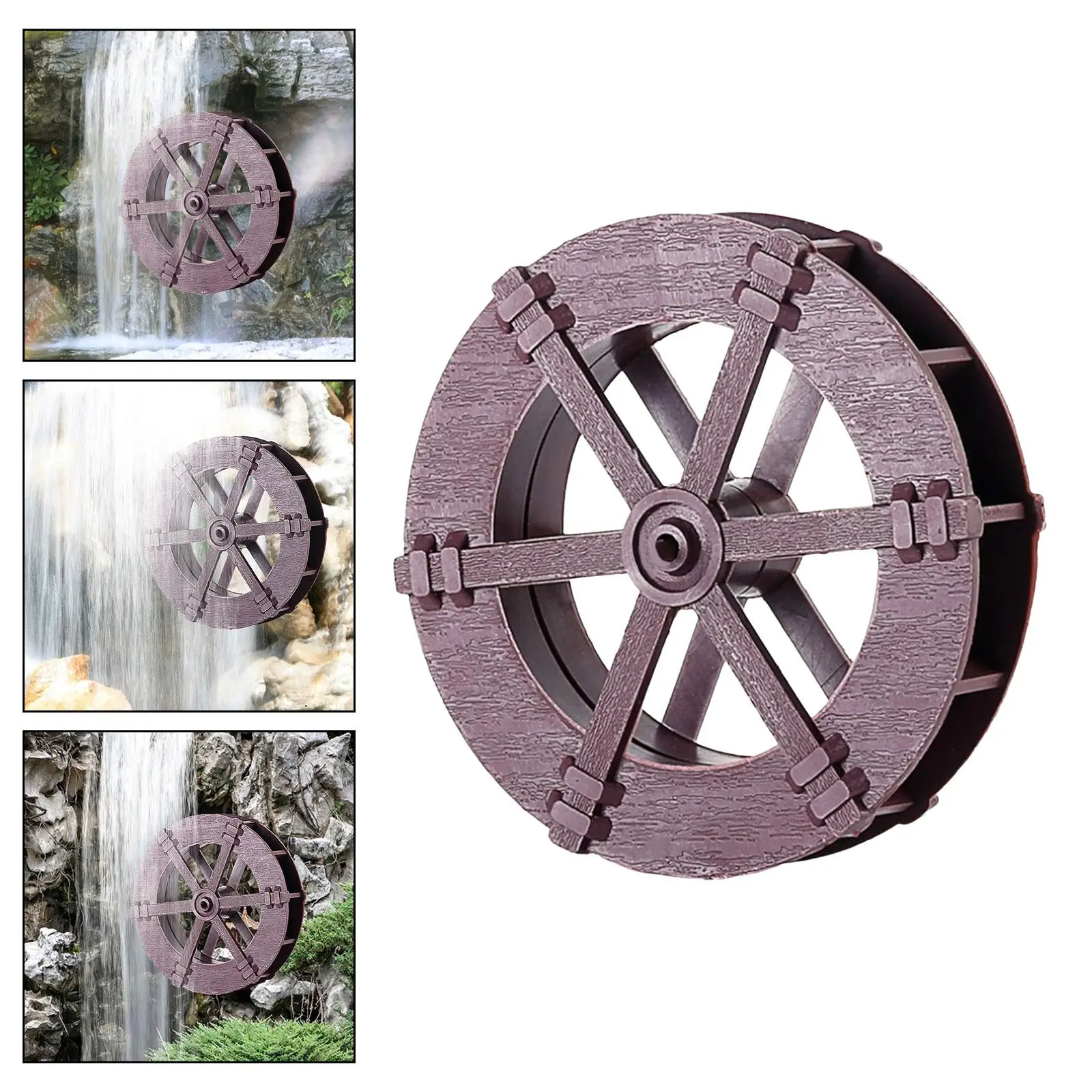 Desktop Water , DIY Feng Shui Wheel Landscape Wheel Photo Props Rockery Water Wheel Pressure Washer Wheel for Aquarium Balcony
