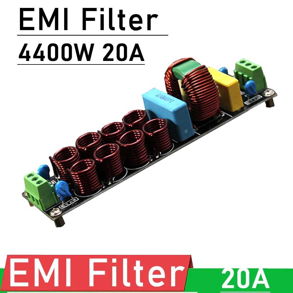 เครื่องฟอก20A ตัวกรอง EMI 4400W AC 110V 220V ตัวกรองสัญญาณรบกวนเครื่องขยายสัญญาณเสียงแบบแม่เหล็กไฟฟ้า