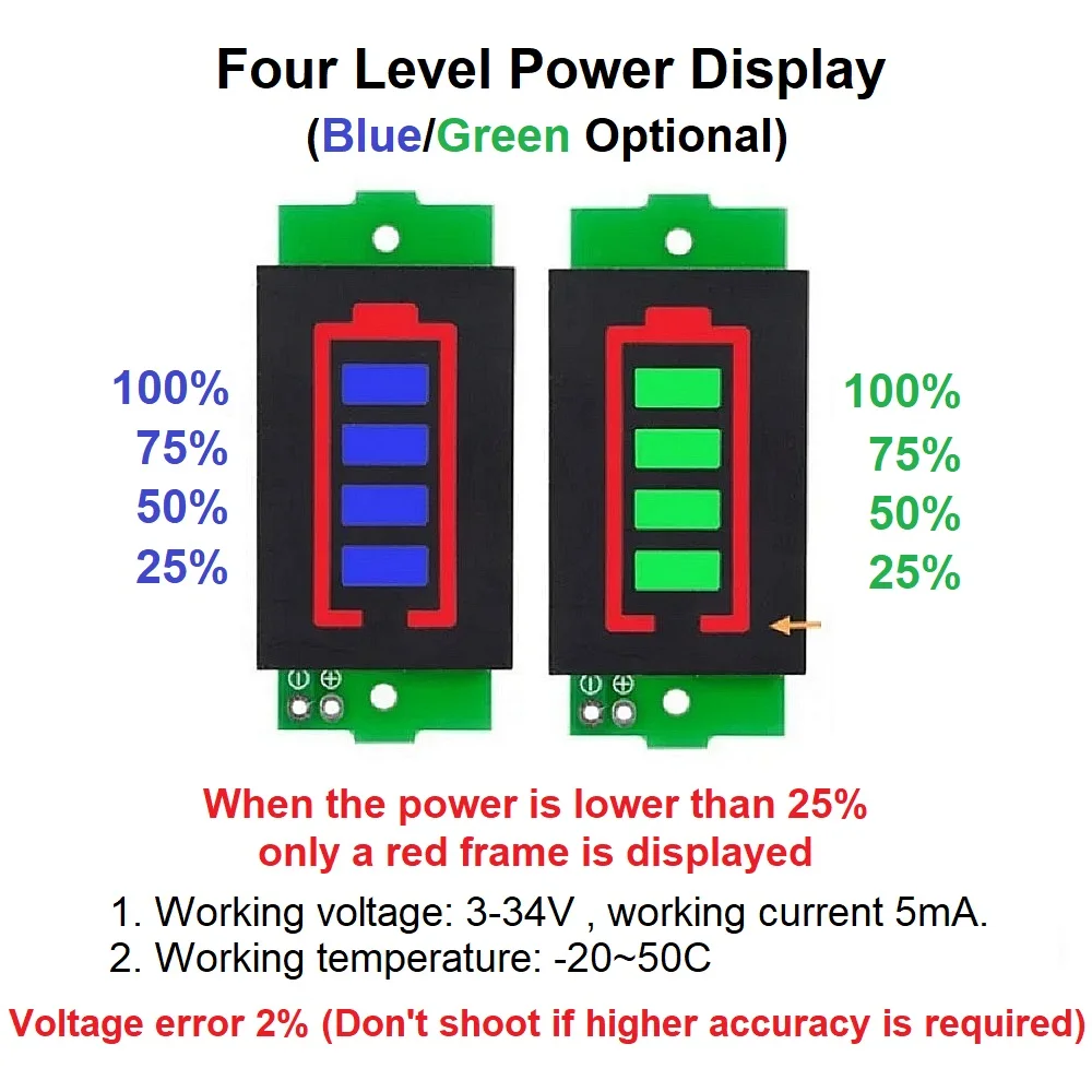 1S 2S 3S 4S 5S 6S 8S Lithium Battery Capacity Charge Indicator Tester Module 3-34 V Display Electric Battery Power Tester Li-ion