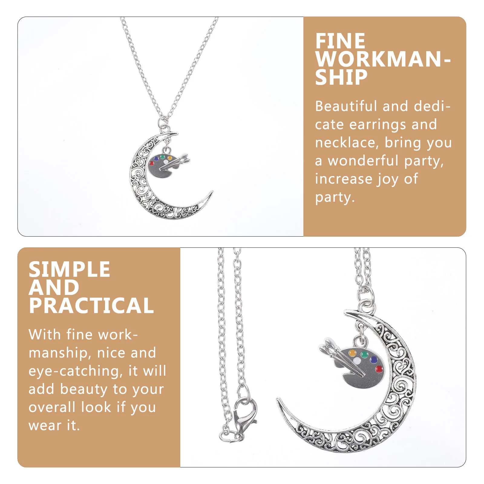 

Necklace Earrings Set Palette Pendant Art Student Teacher Gift Women Jewelry Alloy Beautiful Dedicated Party Accessories