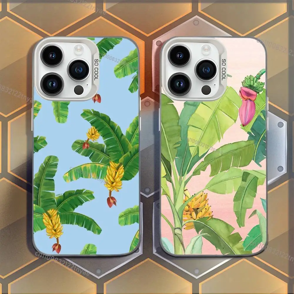 

Vintage Banana Leaf Flower Luxury Phone Case For iPhone 17,16,15,14,13,12,11,Mini,Pro,E,MAX White Candy Matte Shockproof Cover