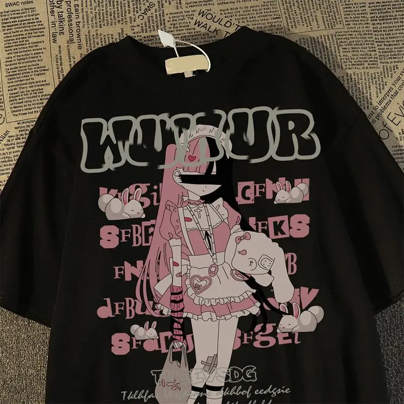 

Women T-shirt Oversize Print Short Sleeved Men T-shirts Clothes Gothic Female Goth Harajuku Y2k Women Clothes