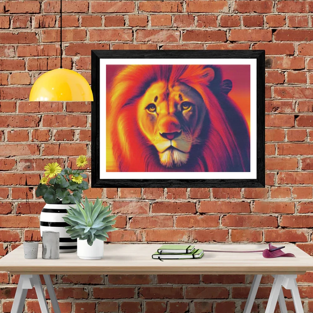 DIY-5D Diamond Painting Lion Head Full Diamond Embroidery Mosaic Picture Closed Mosaic Home Decoration Gift