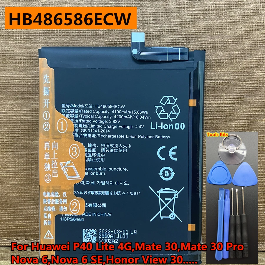 Original HB486586ECW Battery for Huawei P40 Lite 4G Mate 30 Mate30 Pro Nova 6 SE Honor View 30 JNY-L01A JNY-L02A JNY-LX1 JNY-LX2