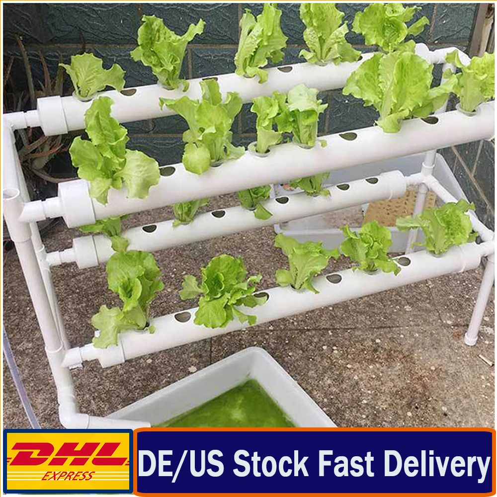 Two Layer 36/72 Holes Hydroponisches System Hydroponic Grow Kit For Vegetables Salad Flowers Fruits Pvc Hydroponic Pipe Home