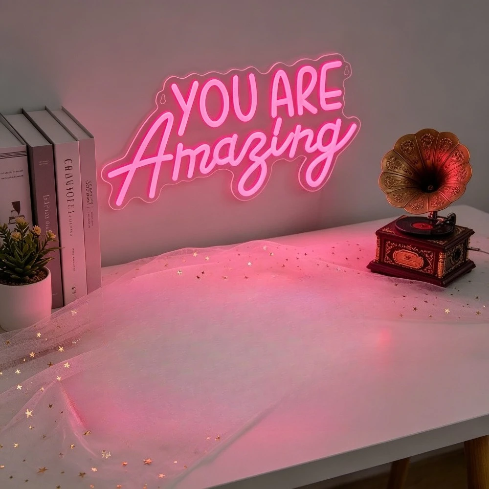 

YOU ARE Amazing Neon Sign Dimmable LED Neon Light Wall Decor for Bedroom Living Room Home Party Wedding Backdrop Wall Art Decor