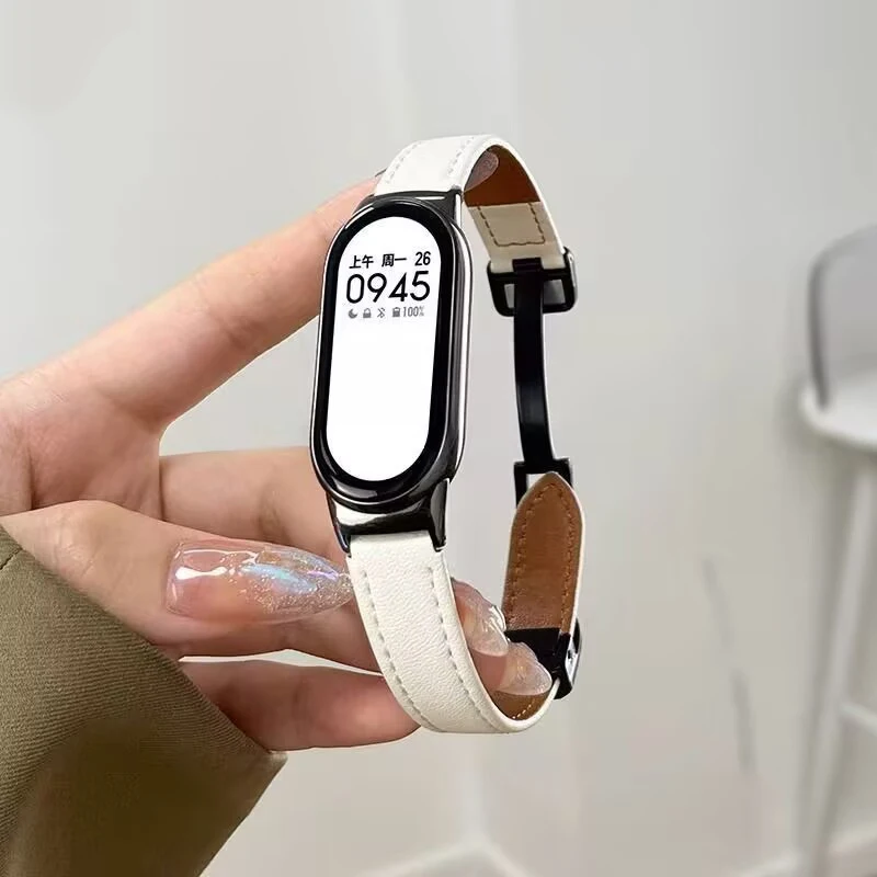 حزام ساعة اليد لشاومي الذكية الفرقة 10 9 8 الجلود المغناطيسي مشبك حزام الساعات حلقة حزام ل Xiaomi MiBand 9 8 استبدال سوار