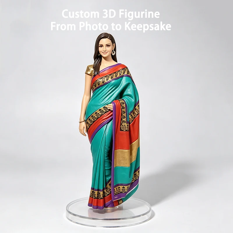 Custom 3D Printed Figurine from Photo, Personalized Hanbok Portrait Statue, Custom Keepsake Memorial Doll, Unique Gift for Anniv