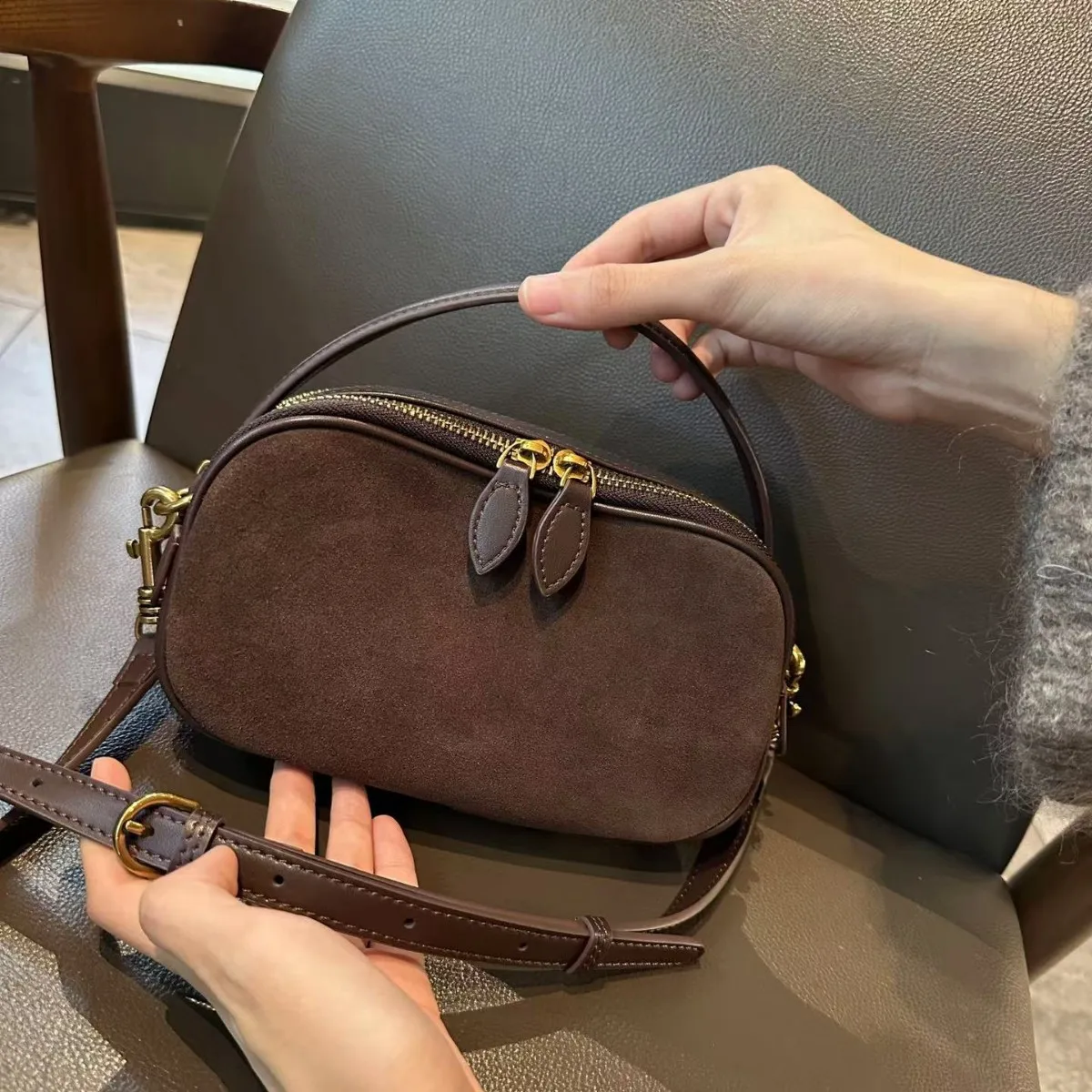 

Women's Genuine Leather Small Crossbody Bag - Square Matte Leather Phone Bag, Girl's Fashion Lightweight Shoulder Bag