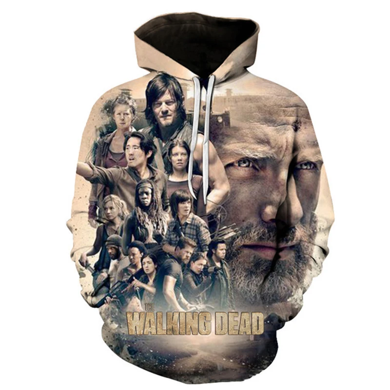 The Walking Dead Horror 3D Print Hoodies الرجال النساء أزياء المتضخم هالوين البلوفرات قمصان سويت شيرت بقلنسوة ملابس الشارع الشهير #3