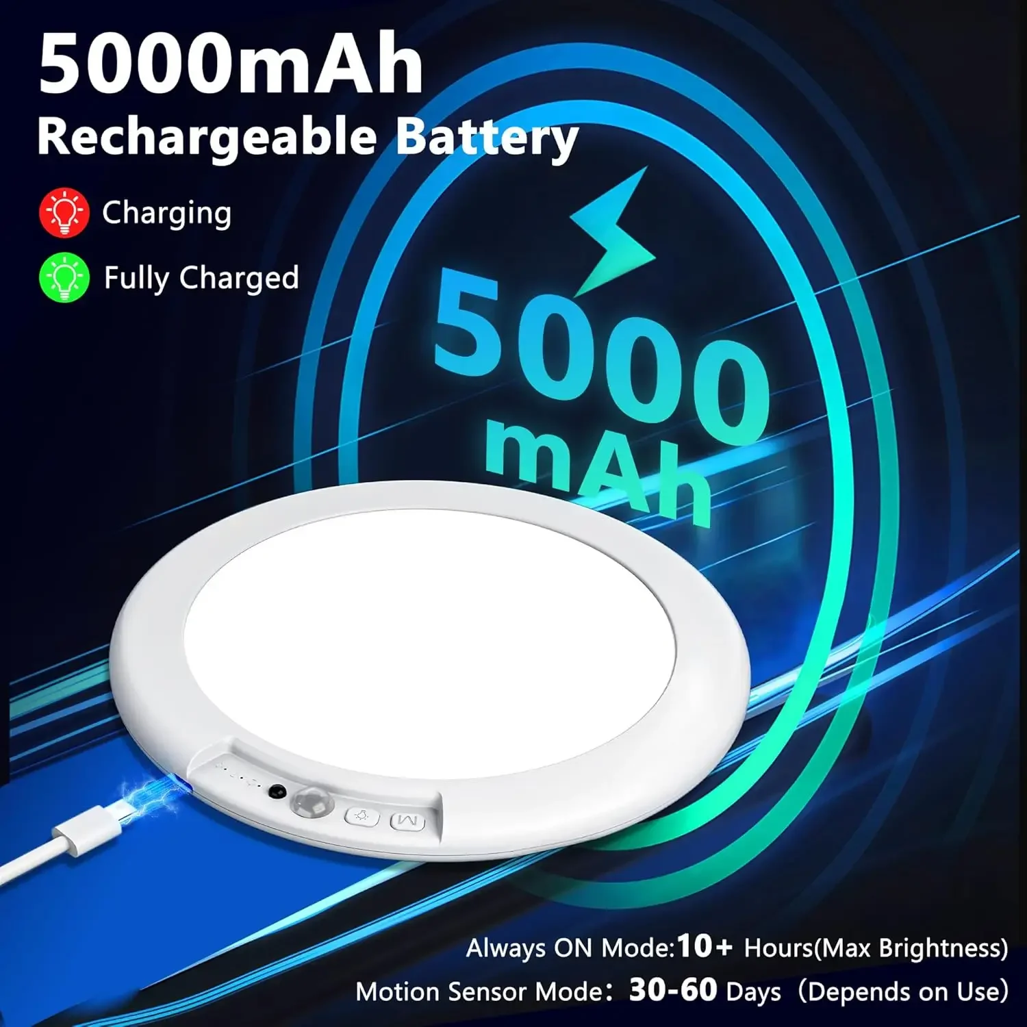 2/4Pcs Rechargeable Ceiling Lights, Motion Sensor Lights No Wiring, Wireless Closet Lights Battery Operated, for Bathroom Laundry Room Kitchen Porch Stair Hallway Shower Pantry Garage