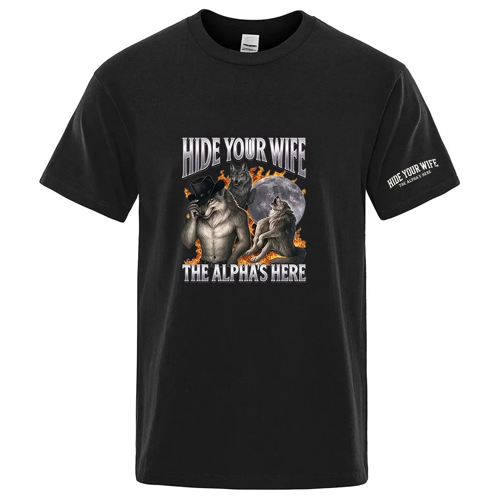 Hide Your Wife, Alpha Werewolf Is Coming! 2026 Summer Man's Round Neck Casual Top Short sleeved New Trendy Breathable T-shirt