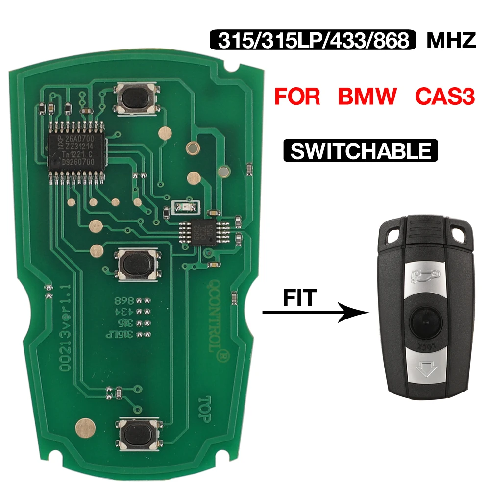 jingyuqin Smart Remote Key Circuit Board Fob 315LP MHZ 315/433/868MHZ 3BTN For BMW CAS3 CAS3+ 1 3 5 6 7 Series X5 E60 E70 E71