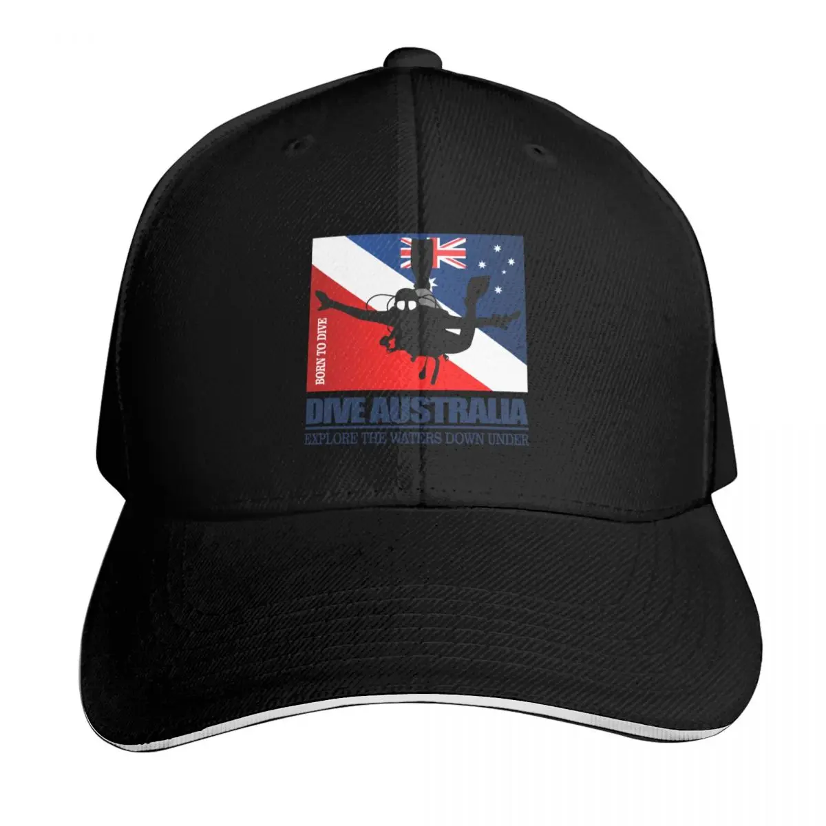 Dive Australia (DF2) Baseball Cap Snapback Flat Bill Strapback Dad Hat Six Panel Structured Crown