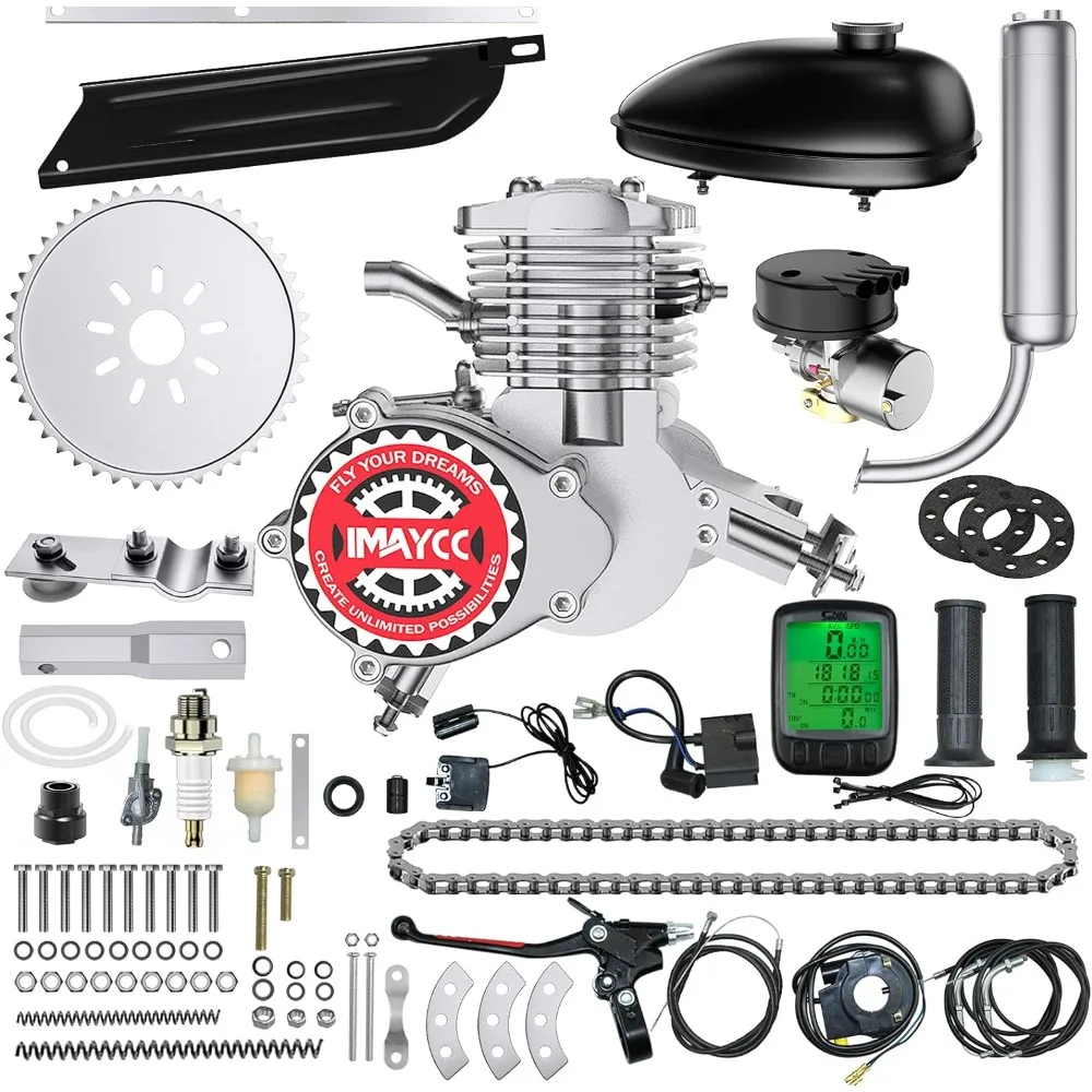 

Bicycle Engine Kit, Bike Motor Kit with Wired Digital Computer, 2-Stroke Motorized Bicycle Kit Fit for 26-28" Bikes