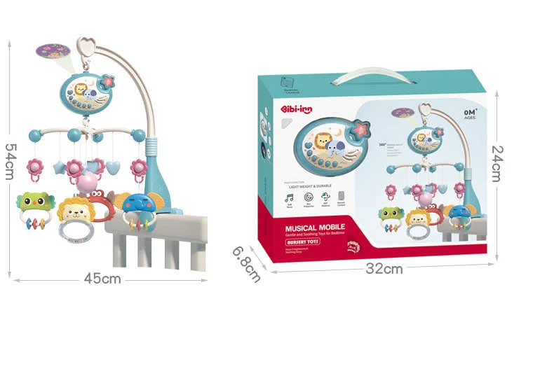 Móvil Musical para cuna de bebé con luces, proyección musical para bebés de 0 a 6 meses, juguetes de cuna con Control remoto para móvil de bebé recién nacido