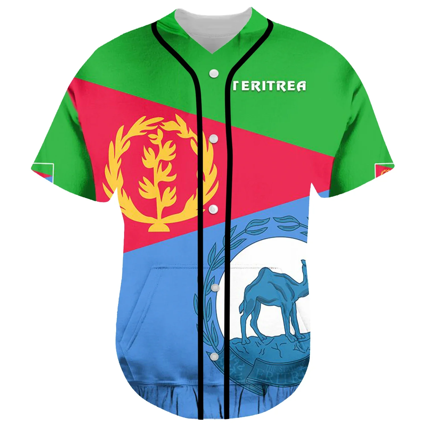 Black History Africa Country Eritrea Flag Tribe Retro Tattoo 3DPrint Summer Harajuku Baseball Jersey Shirts Short Sleeves X3