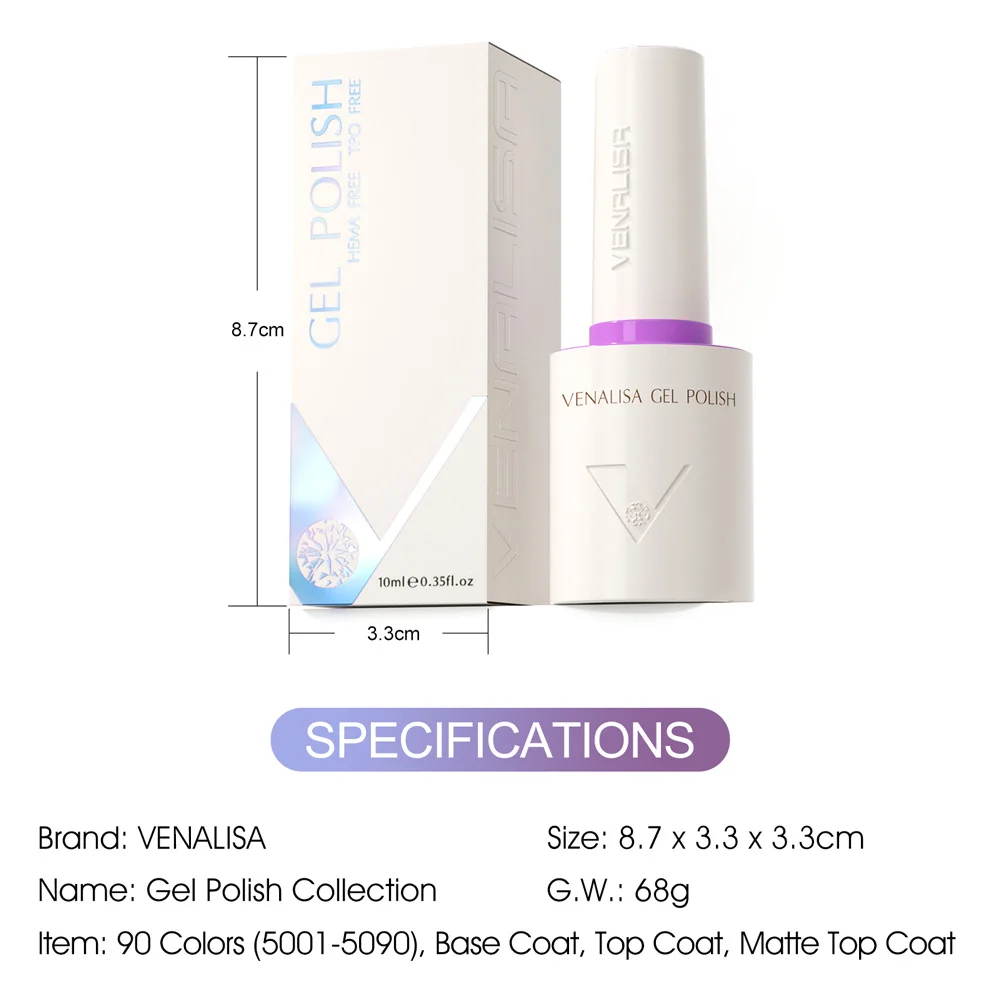1/2/3 Stück/Set Venalisa Ultra Glossy Long Wear Diamond Top Coat Base Coat Lot Hema Free Soak Off UV LED Nagelgelpoliermittel 10 ml – Detail 6