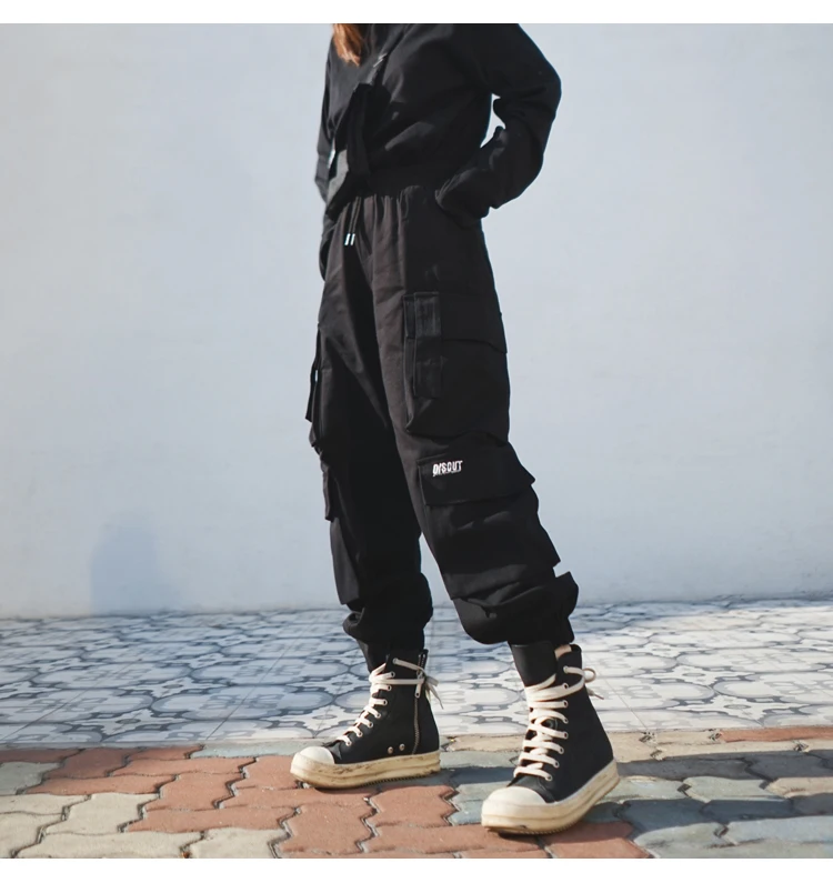 Arbeitshose in Übergröße für Damen, lockere und dünne Passform, schmale und hoch taillierte Hip-Hop-Stil aus reiner Baumwolle, neutrale und trendige Marke