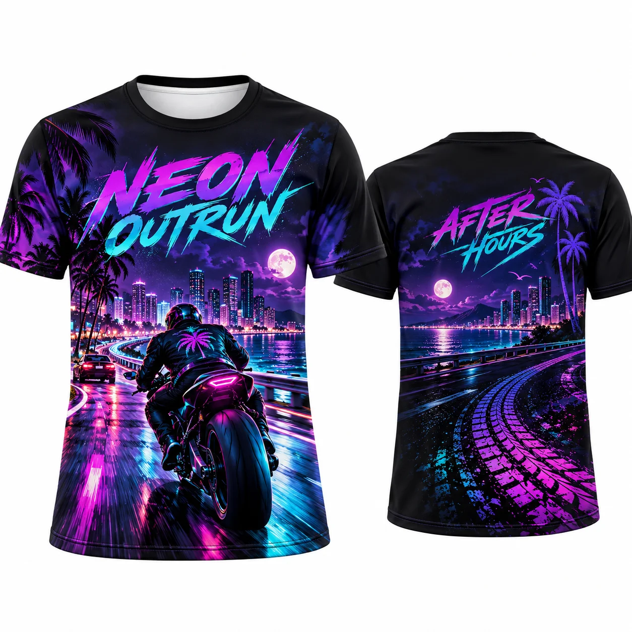 Men's T-shirt 3D Full Print Retro Synthwave Miami Vice City Neon Graphic Short Sleeve Tee Casual Streetwea rcheap clothes Tshirt