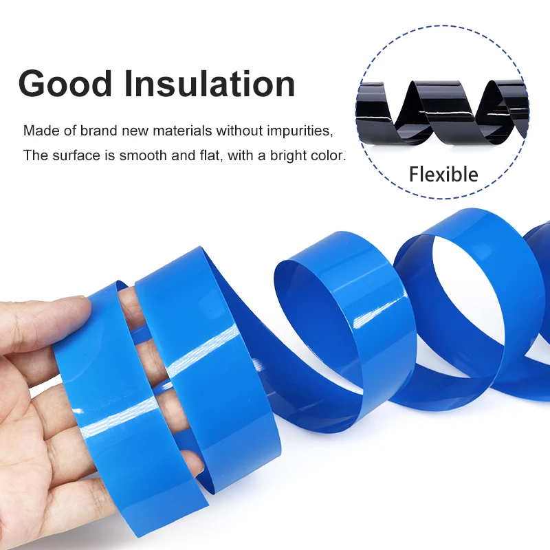1/5m PVC Heat Shrink Tube 160mm~500mm Black/Blue/Clear/Fruit Green Cable Sleeve 18650 Lipo Battery Pack Insulated Film Wrap