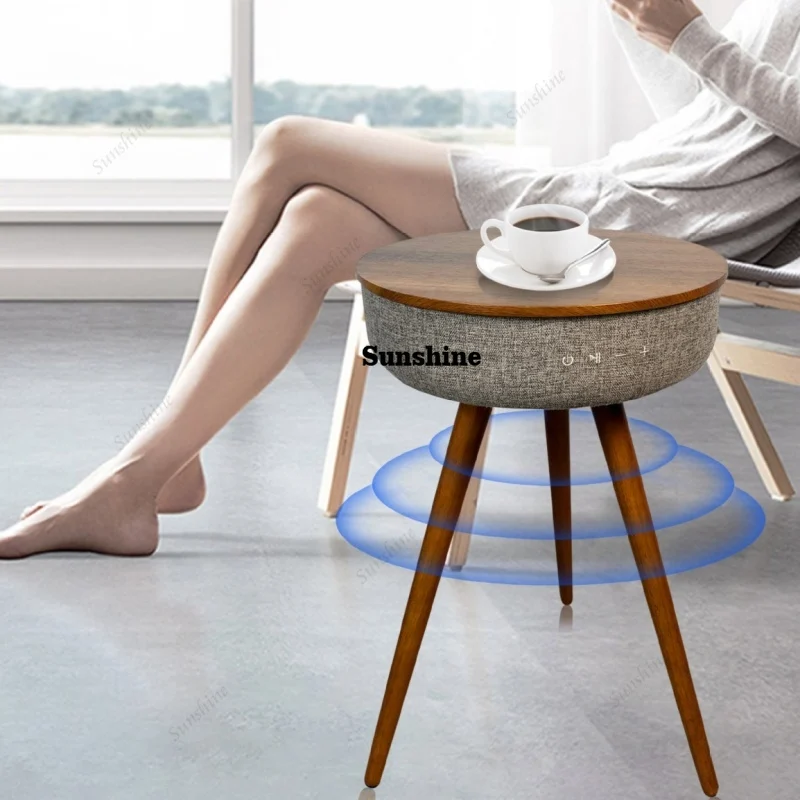 Smart Wireless Charging Coffee Table Bluetooth Stereo Audio Sofa Side Table Music Coffee Table with USB Charger