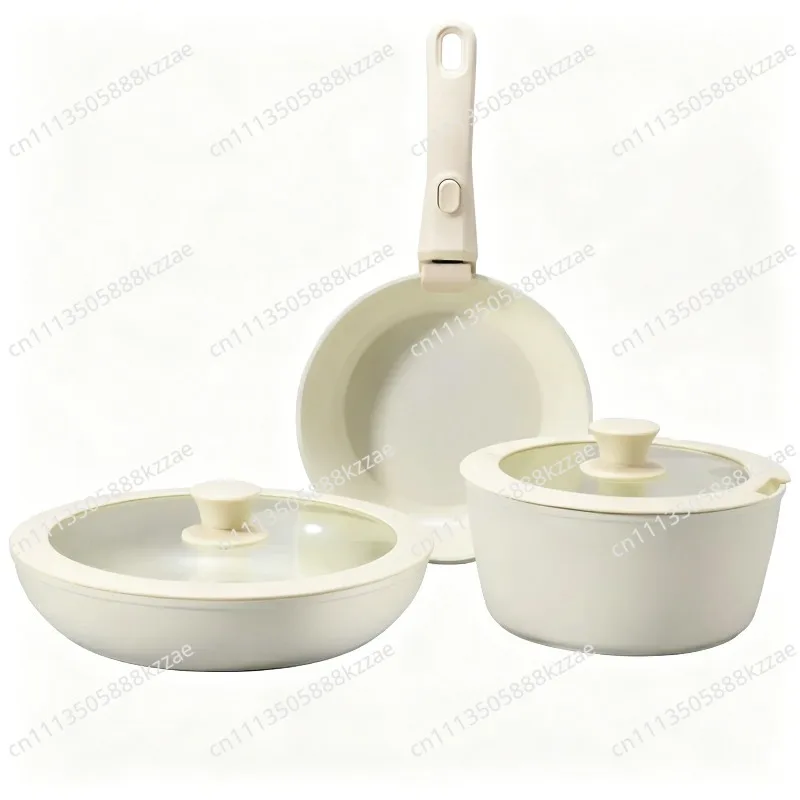 Ceramic non-stick pan Removable handle set Pot set Frying pan Soup pan Household induction cooker