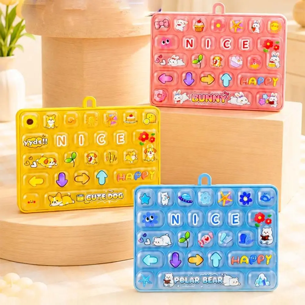 Animal Theme 26 Keys Keyboard Keychain Pressable Keys Clear Key Sounds Mechanical Keyboard Cartoon Plastic