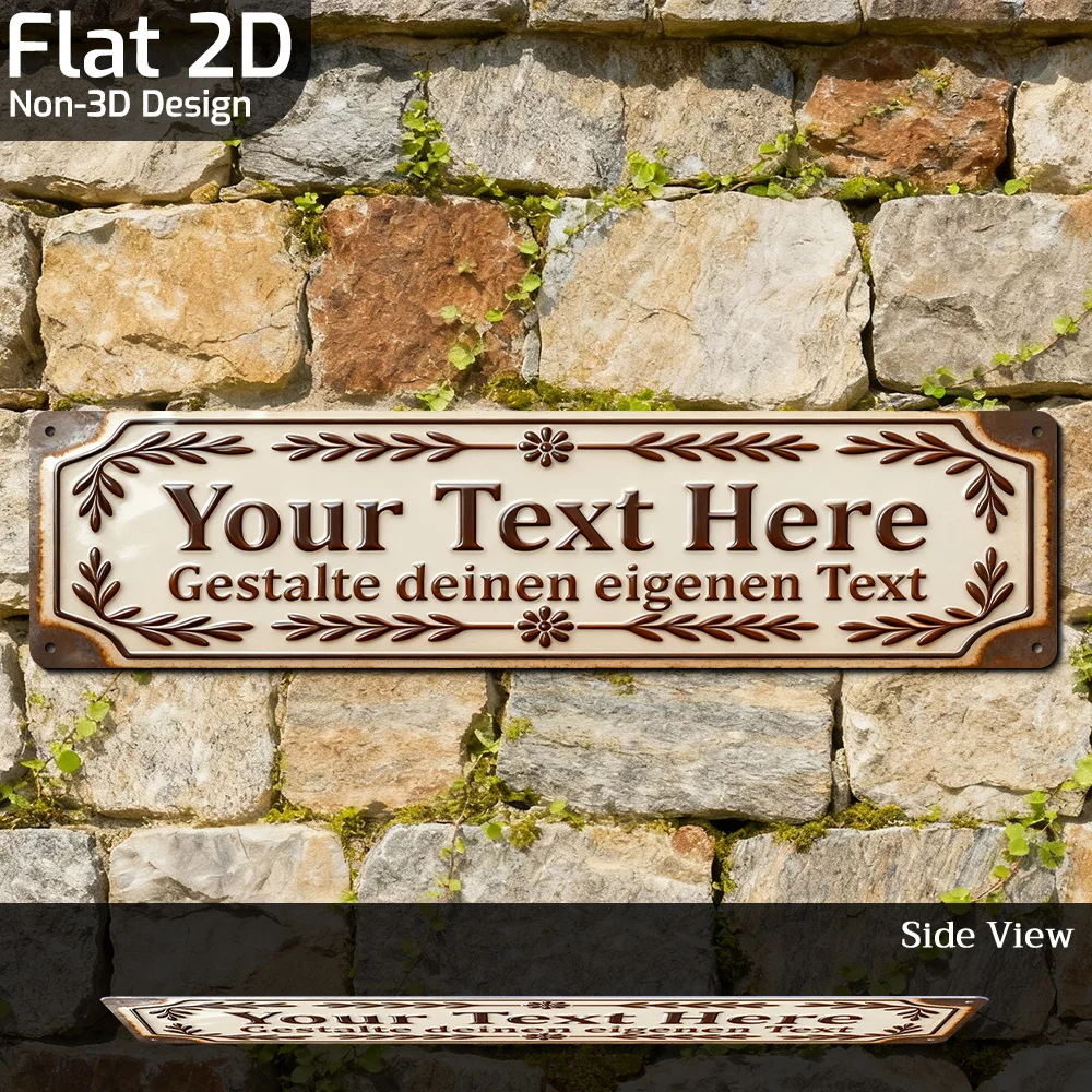 2D Flat Design,Customizable, Wheat Sheaf Border Custom Text Metal Sign, Customizable Sign with Wheat Sheaf Edges, Perfect for Ho