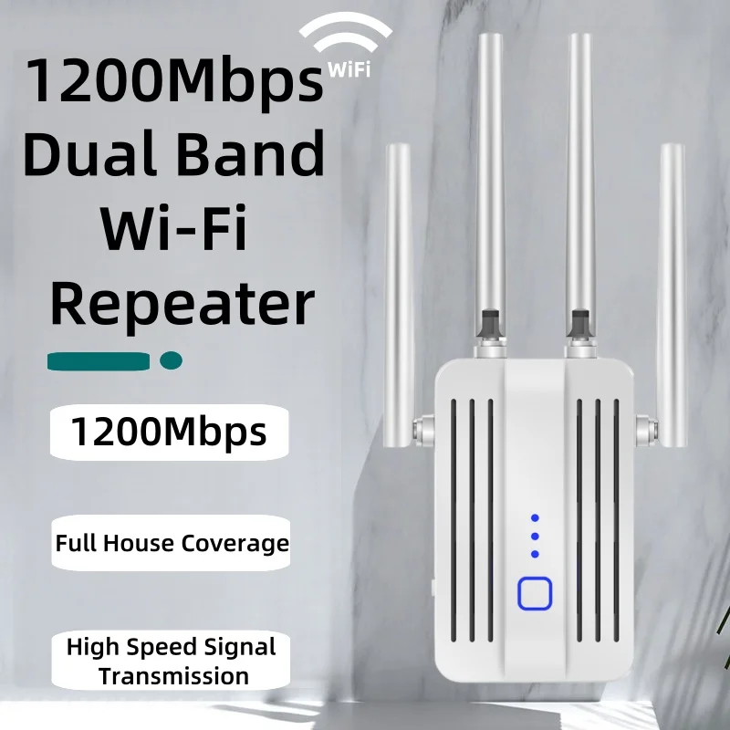 WiFi Repeater Extender 1200Mbps 2.4G 5GHz Dual Band Wireless Wi-Fi Amplifier Router Long Range Signal Booster High-Speed Bands﻿