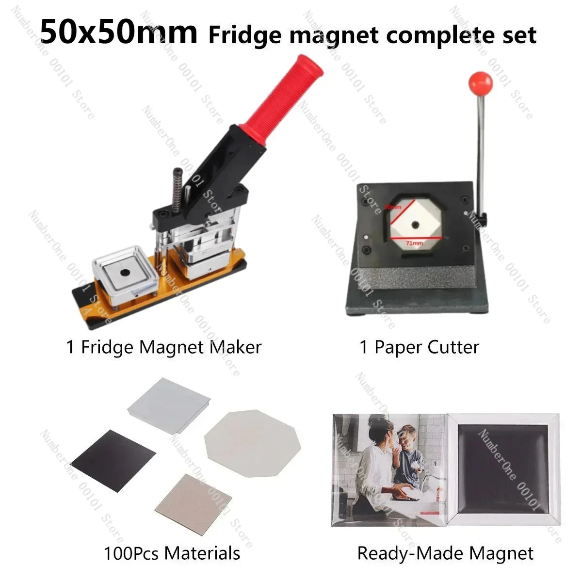 50x50mm Square Fridge Magnets Badge Machine Complete Set DIY Refrigerator Sticker Making Machine With Paper Cutter Badge Parts